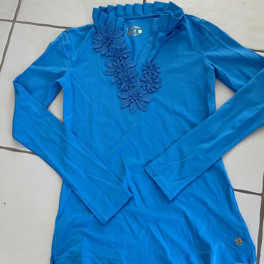 Lilly Pulitzer Blue Floral Embellished Women's Top